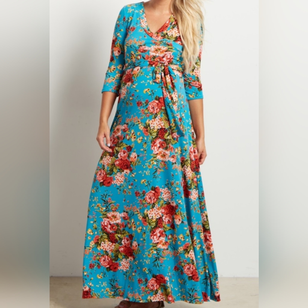 Maternity Pinkblush Floral Long Sleeve Maxi Dress